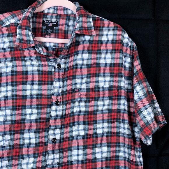 Ralph Lauren Polo Mens Shirt Multi Plaid 100% Cotton Button Down Short Sleeve L - Picture 5 of 11
